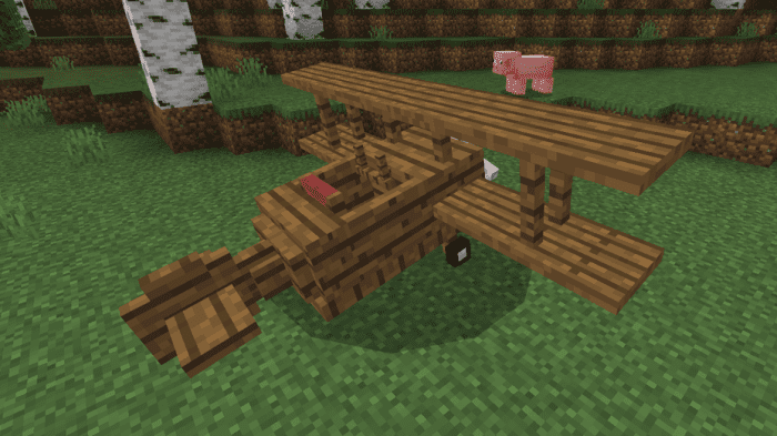 Wooden Plane Addon (1.20, 1.19) – MCPE/Bedrock Mod — screenshot 3