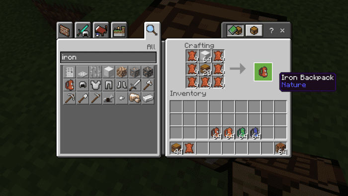 Simple Backpacks Addon (1.20) – MCPE/Bedrock Mod — screenshot 1