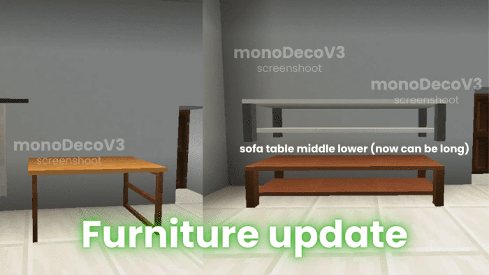 monoDeco Furniture Addon (1.20) – MCPE/Bedrock Mod — screenshot 1