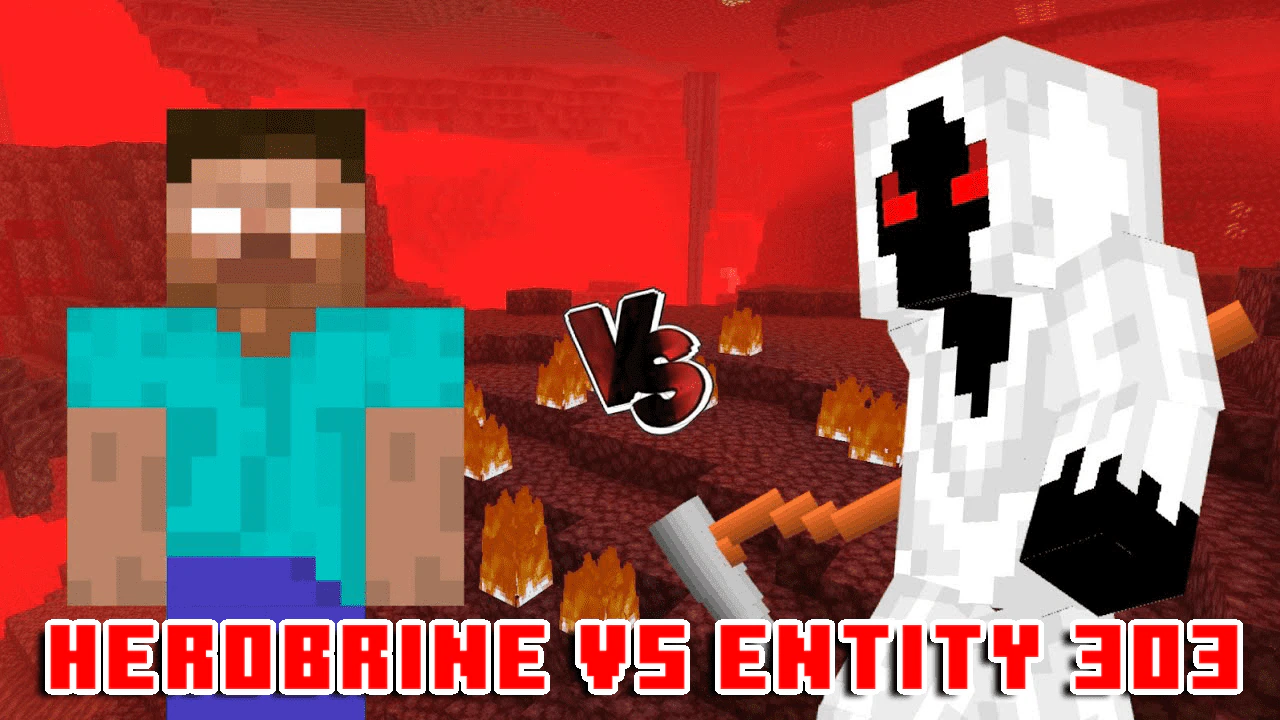 Herobrine vs Entity 303 Addon (1.20, 1.19) – MCPE/Bedrock Mod
