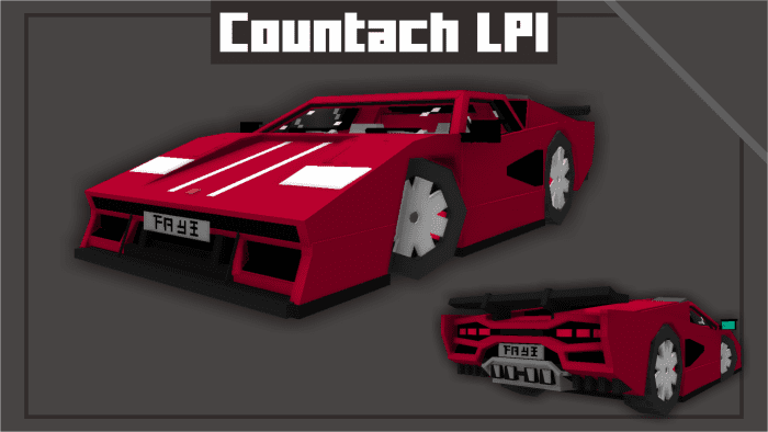Lamborghini Countach Addon (1.20) – MCPE/Bedrock Mod — screenshot 4