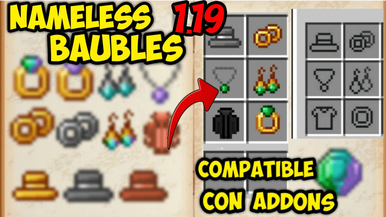 Nameless Baubles Addon (1.20, 1.19) – MCPE/Bedrock Mod