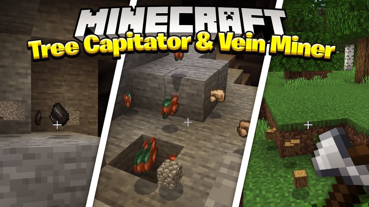Tree Capitator with Vein Miner Addon (1.26+) – MCPE/Bedrock Mod