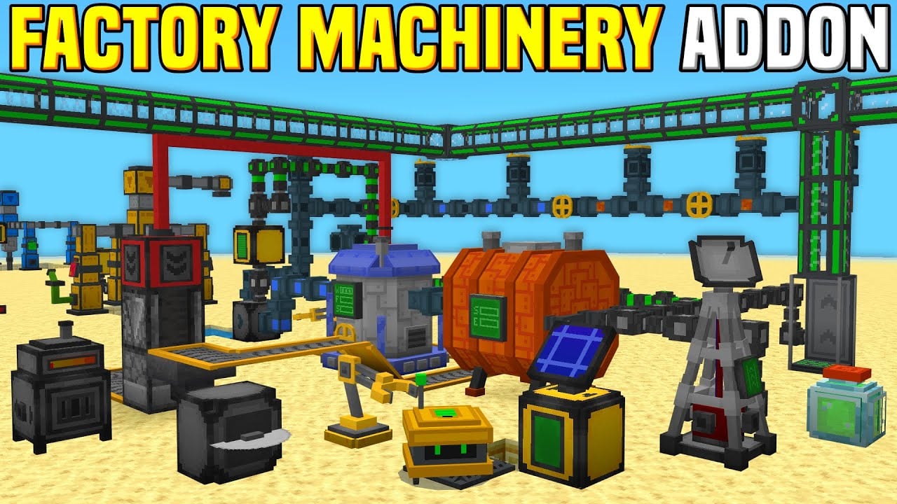 Factory Machinery Addon (1.20, 1.19) – MCPE/Bedrock Mod