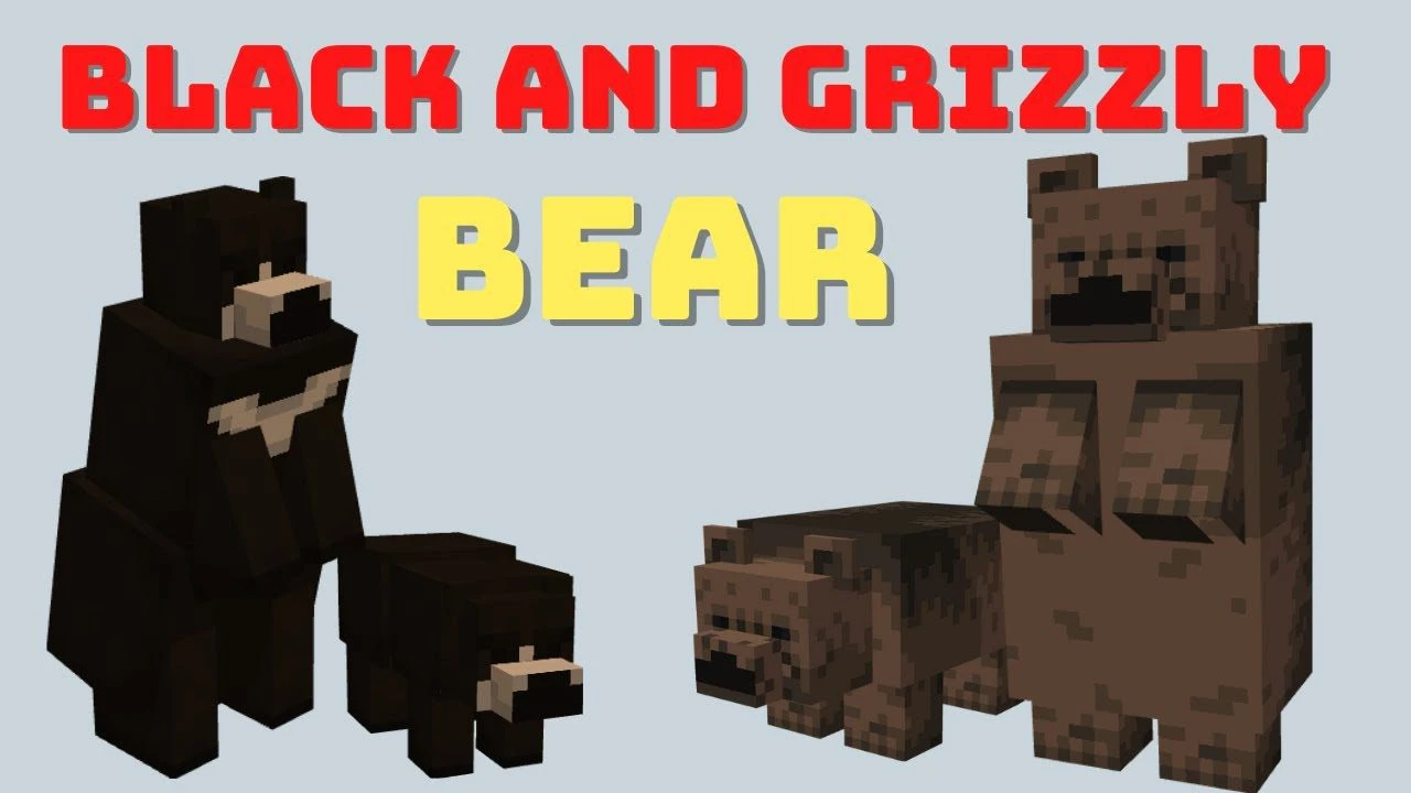 Black and Grizzly Bear Addon (1.19) – MCPE/Bedrock Mod