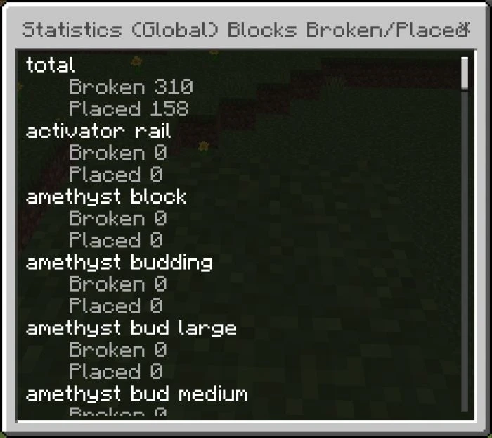 Statistics Addon (1.19) – MCPE/Bedrock Mod — screenshot 1