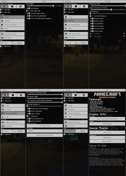 Bedrocktimize (1.19, 1.18) – Better UI, Distance Chunks, FPS Boost — screenshot 1