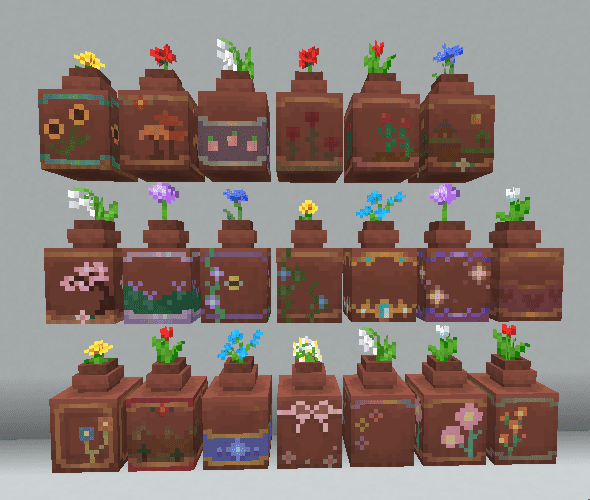 Hand-Painted Flower Pots Texture Pack (1.20, 1.19) – MCPE/Bedrock — screenshot 4