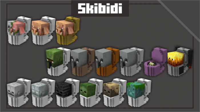 Skibidi Mobs Texture Pack (1.20, 1.19) – MCPE/Bedrock — screenshot 1