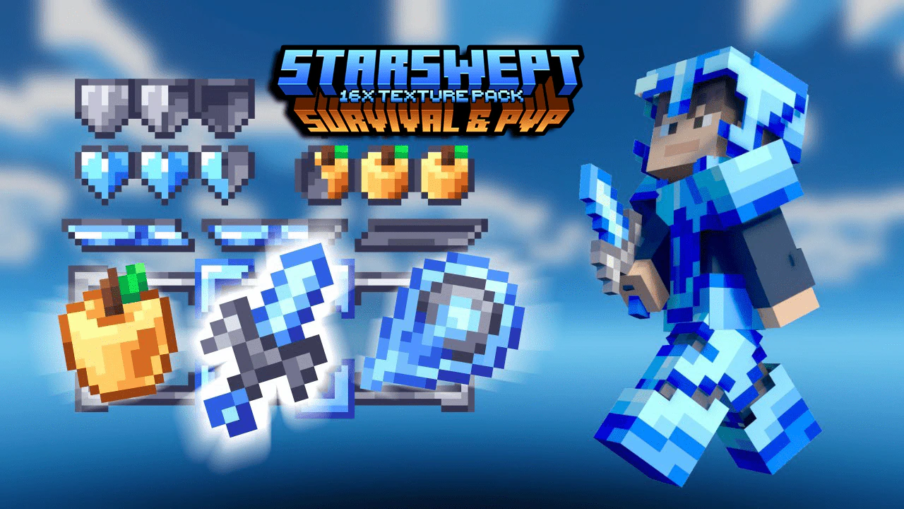StarSwept [16x] Texture Pack (1.20, 1.19) – Bedrock Survival & PvP Pack
