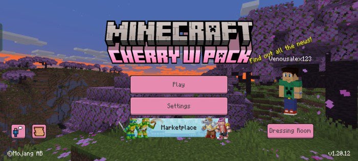 Cherry UI Pack (1.20, 1.19) – MCPE/Bedrock — screenshot 2
