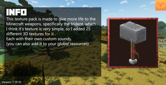 Custom 3D Trident Texture Pack (26.x, 1.19) for MCPE/Bedrock Edition — screenshot 1