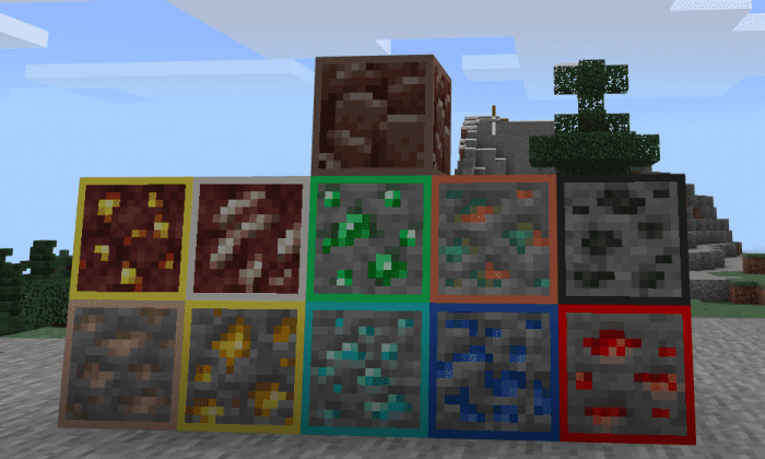Outlined Ores Texture Pack (1.19) – MCPE/Bedrock — screenshot 1
