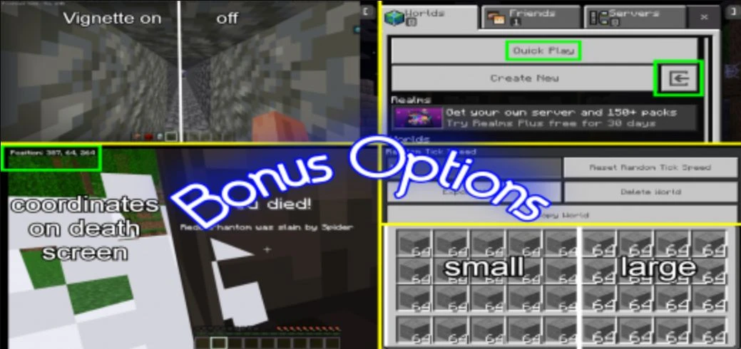 Visible Realm Settings and Bonus Options Pack (26.x, 1.21) – MCPE/Bedrock