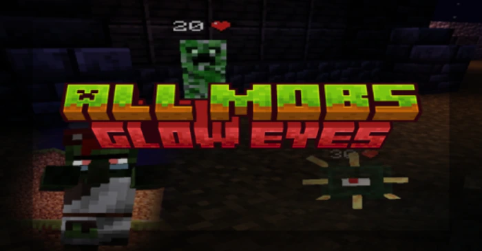 All Mobs Glow Eyes Texture Pack (1.21, 1.20) – MCPE/Bedrock