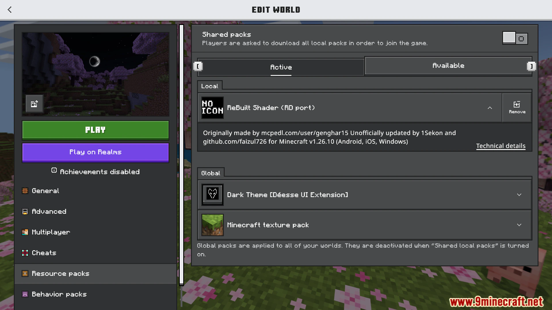 Rebuilt Shader (1.26+) – Clean Lighting And Starry Skies On RenderDragon — screenshot 1