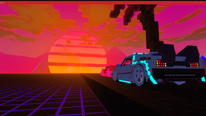 Synthwave Vibe Graphic Shader (1.26+) – MCPE/Bedrock — screenshot 2