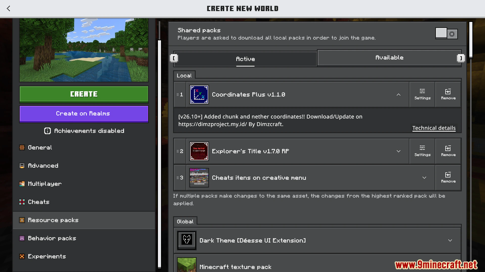 Coordinates Plus Texture Pack (26.x) – Track Chunk And Nether Coordinates On Screen — screenshot 1