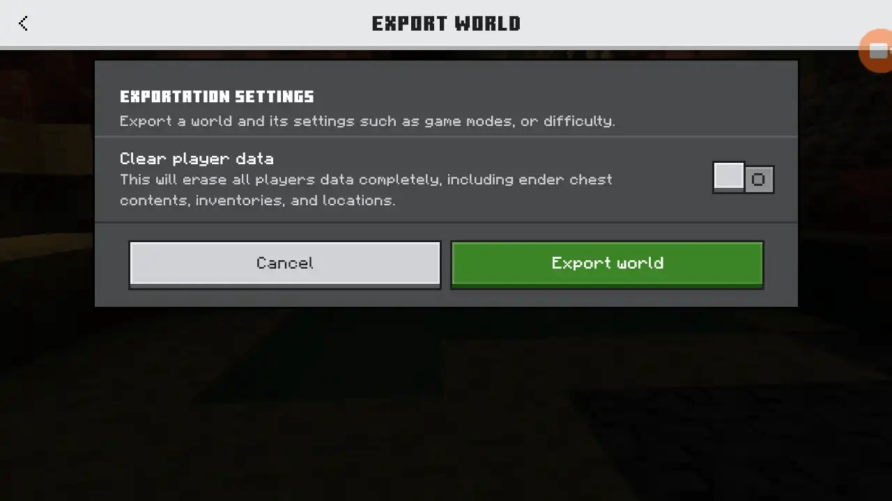 World export button — screenshot 1