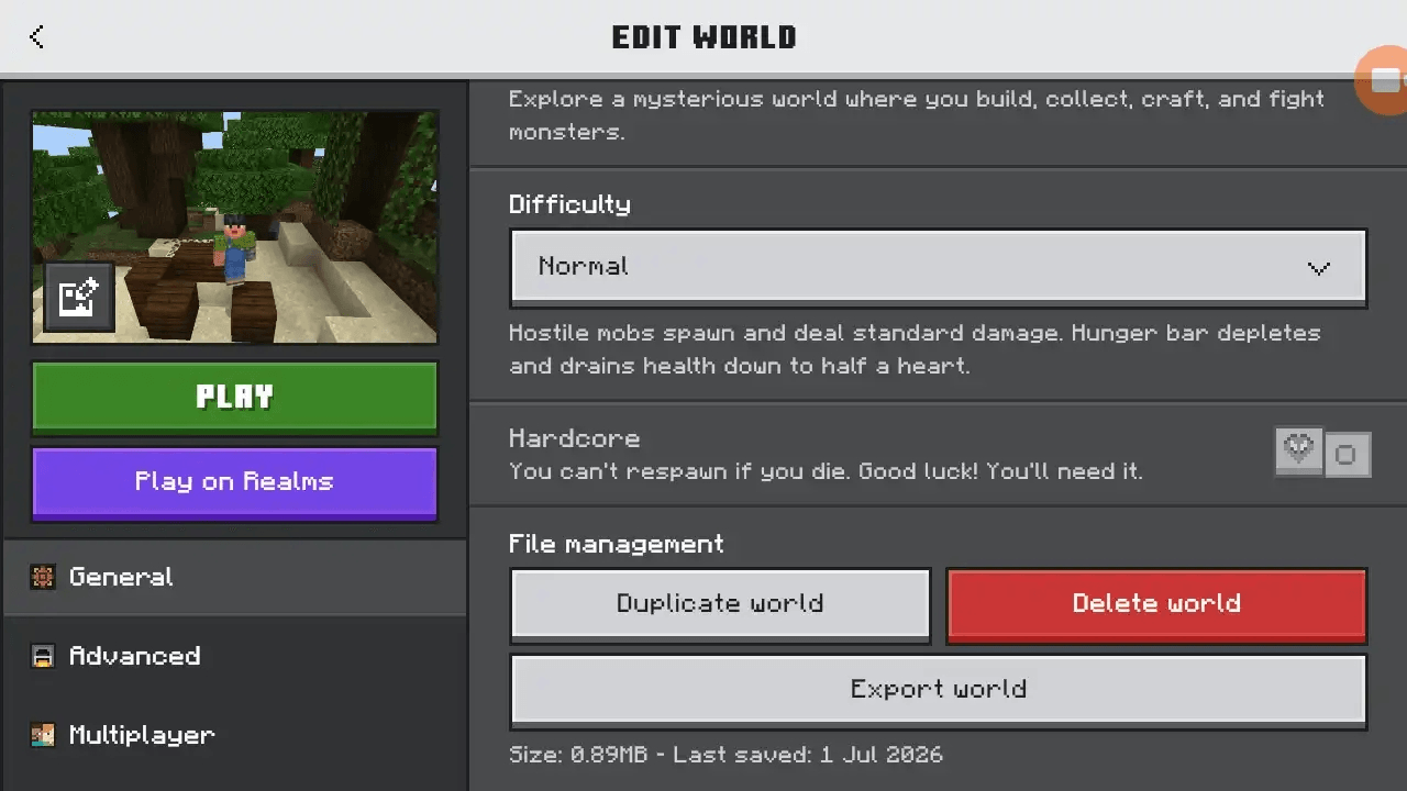 World export button — screenshot 2