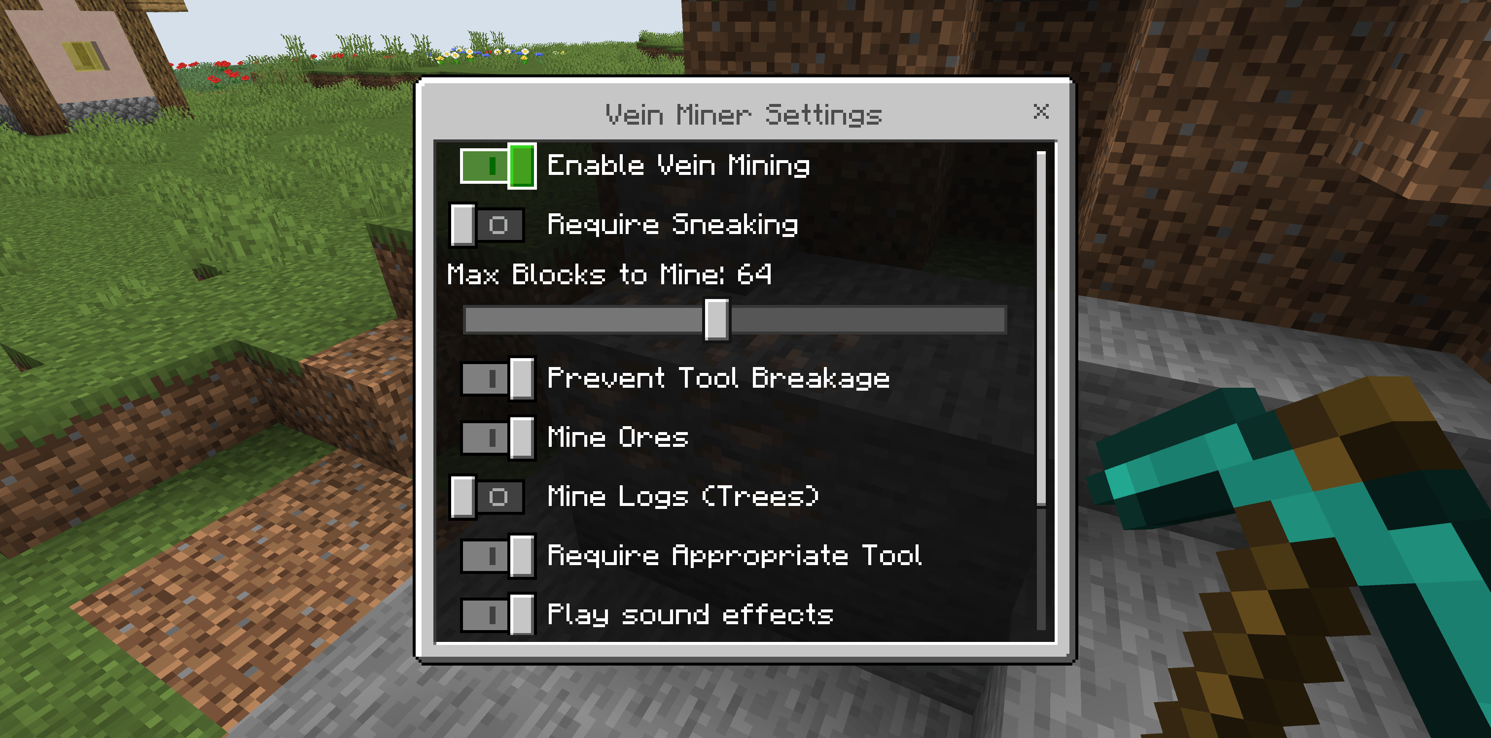 Vein Miner | Sneak Mining | Ores & Logs — screenshot 3