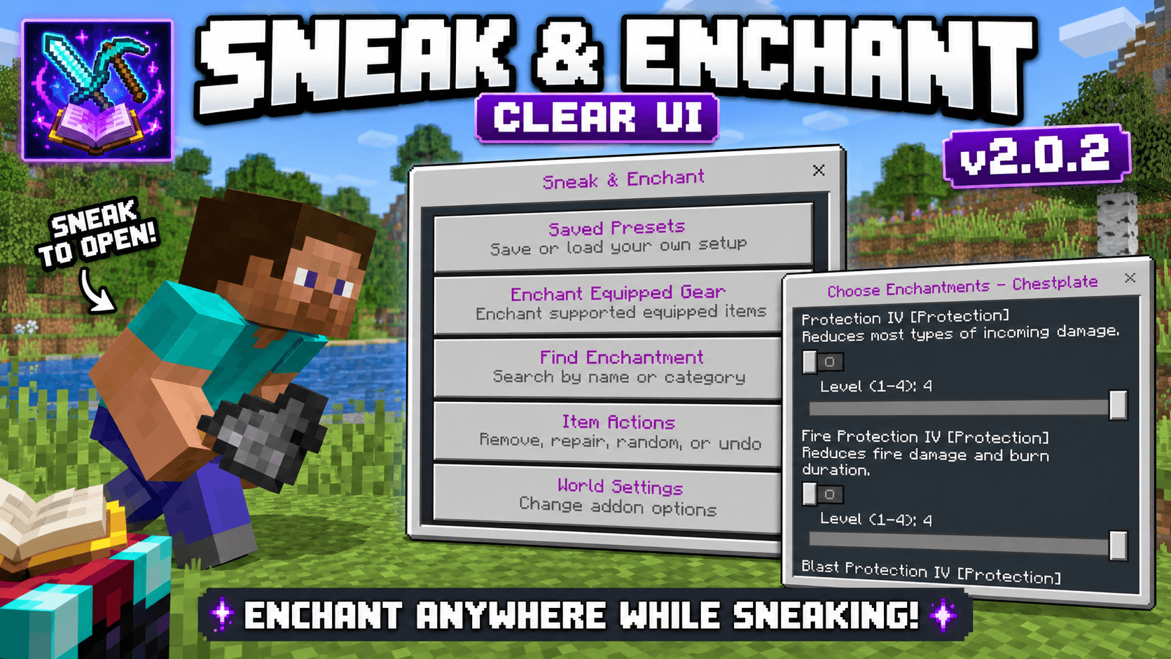 Sneak&Enchant 2.0.2(Achievement Friendly): Enchant Your Items Instantly While Sneaking! — screenshot 1