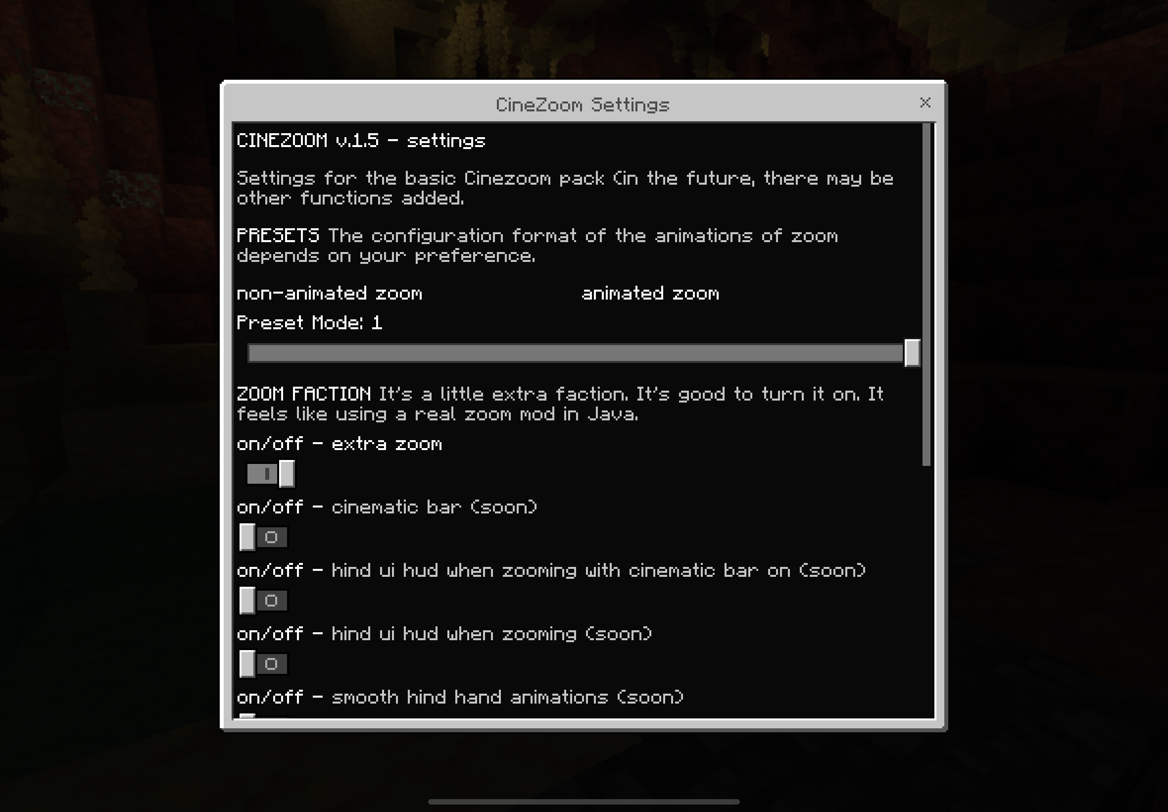 CineZoom v1.5 [zooming like an optifine!] — screenshot 3