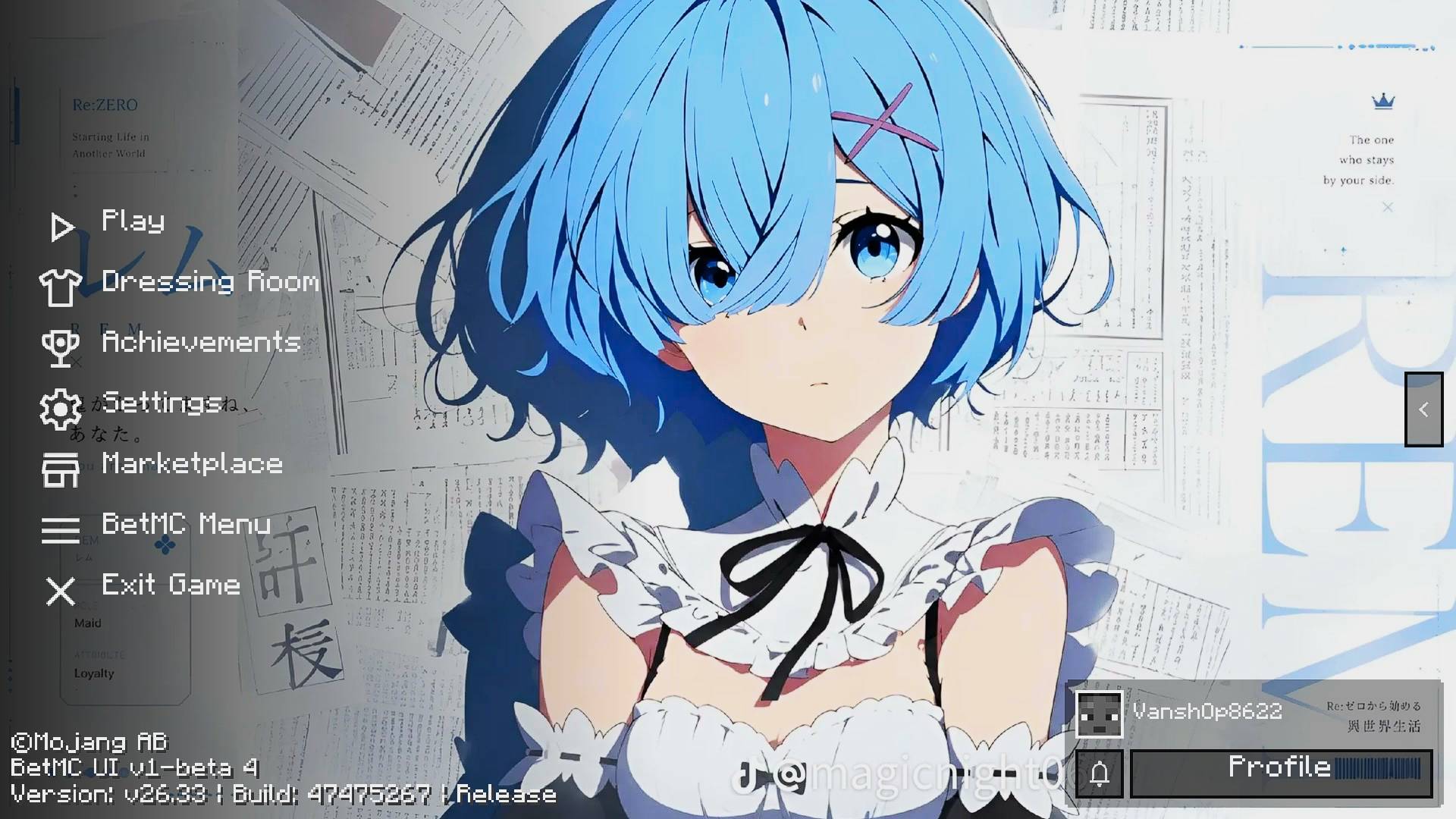 Animated Menu: Rem UI [Re: Zero] | Anime Girl UI — screenshot 1