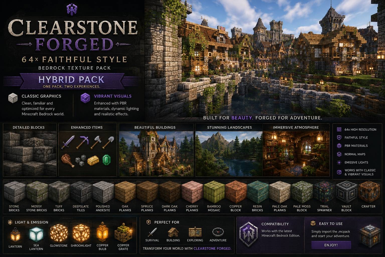 Faithful Style Bedrock Clearstone Forged 64x – Texture Pack — screenshot 1
