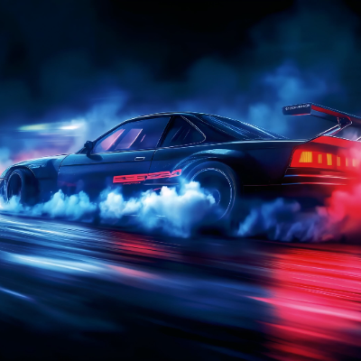 Animated Menu: Neon Drift Car Burnout