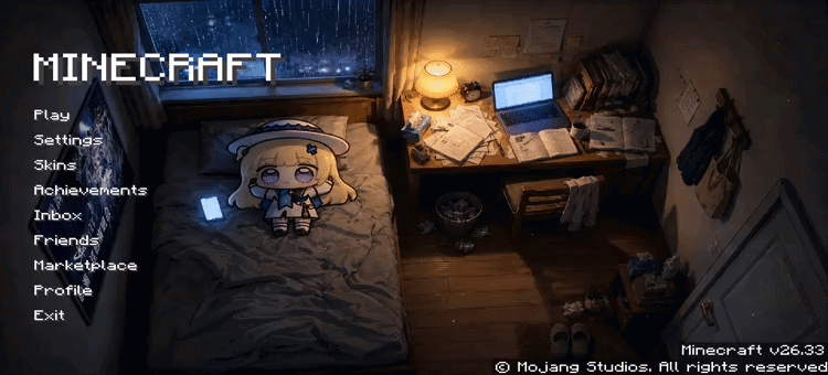 Animated Menu: Phoebe Chibi Cozy Bedroom Wuthering Waves — screenshot 1