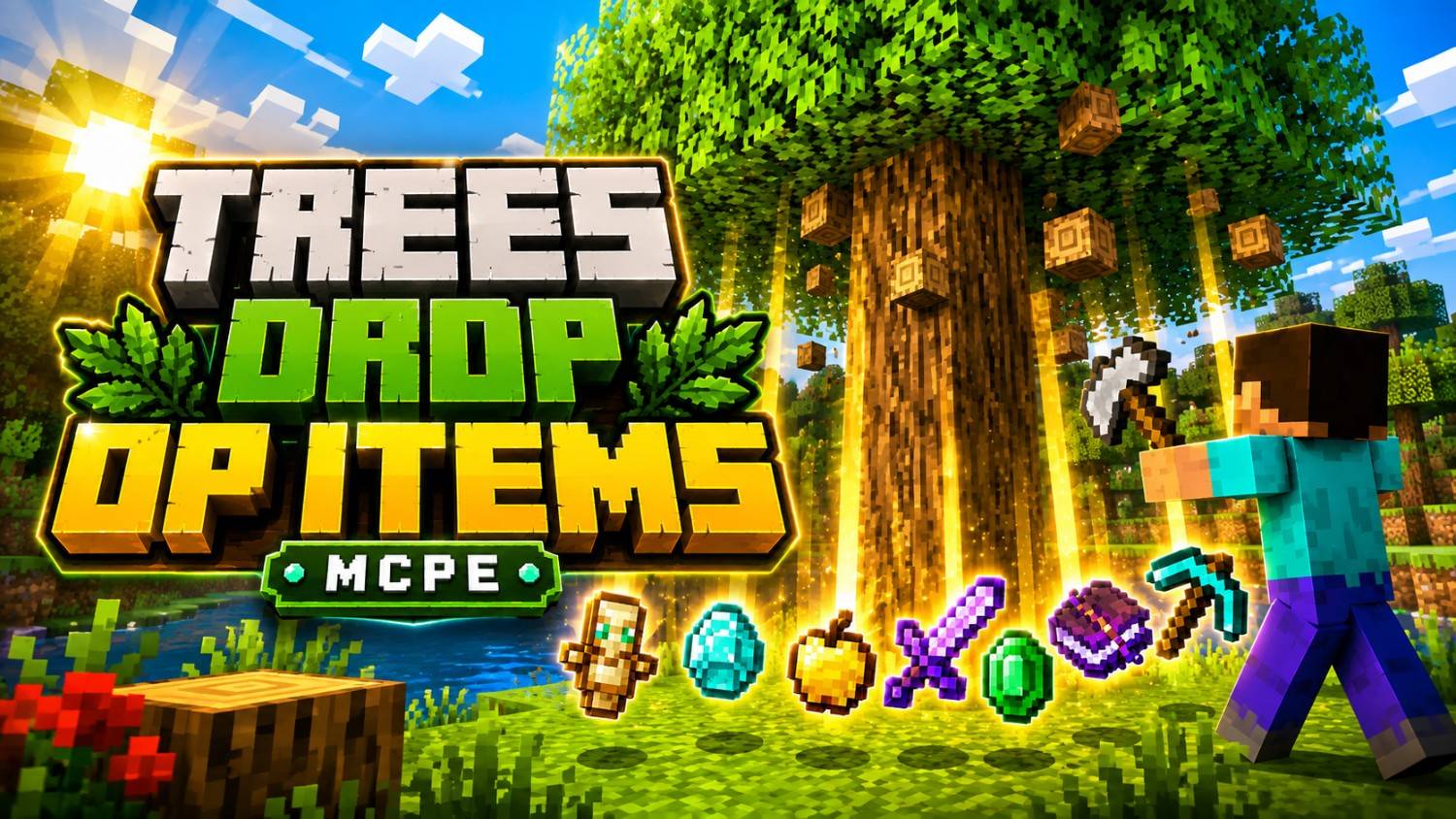 Trees Drop OP Items ( MCPE ) — screenshot 1