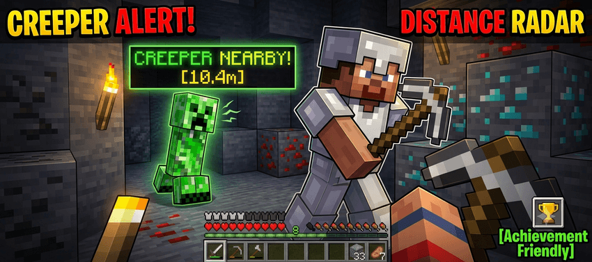 Creeper Warning & Radar Addon [Achievements Friendly] — screenshot 1