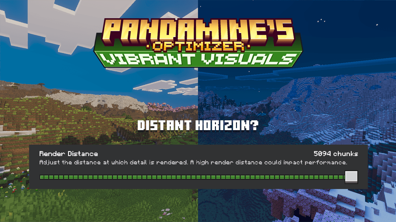 PandaMine's Vibrant Visuals Optimizer | Vibrant Visuals FPS Boost | Vibrant Visuals Distant Horizons MCBE — screenshot 1