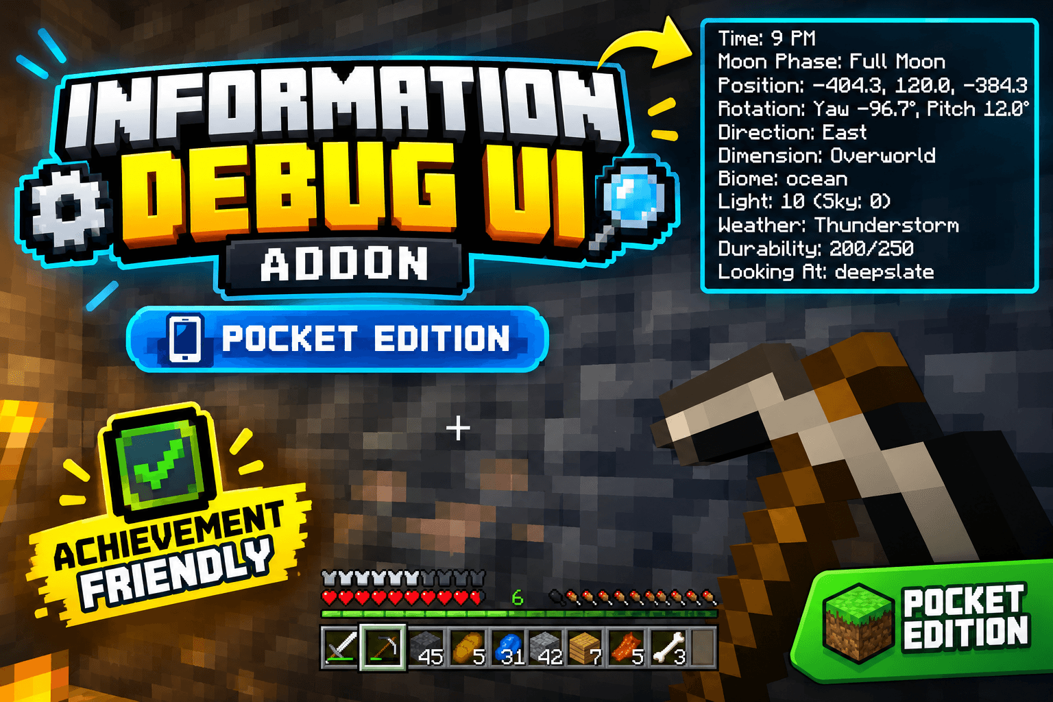 Information Debug Ui Addon Mcpe [ Achivement friendly ] — screenshot 1