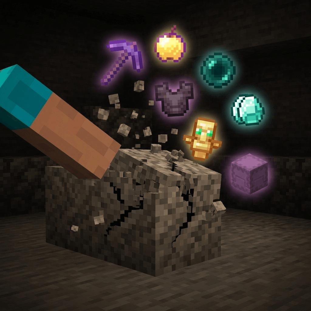 Minecraft But Gravel Drops OP Items — screenshot 1