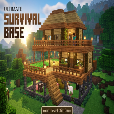 Elevated Wooden Survival House | Hardcore | Achievements Enabled
