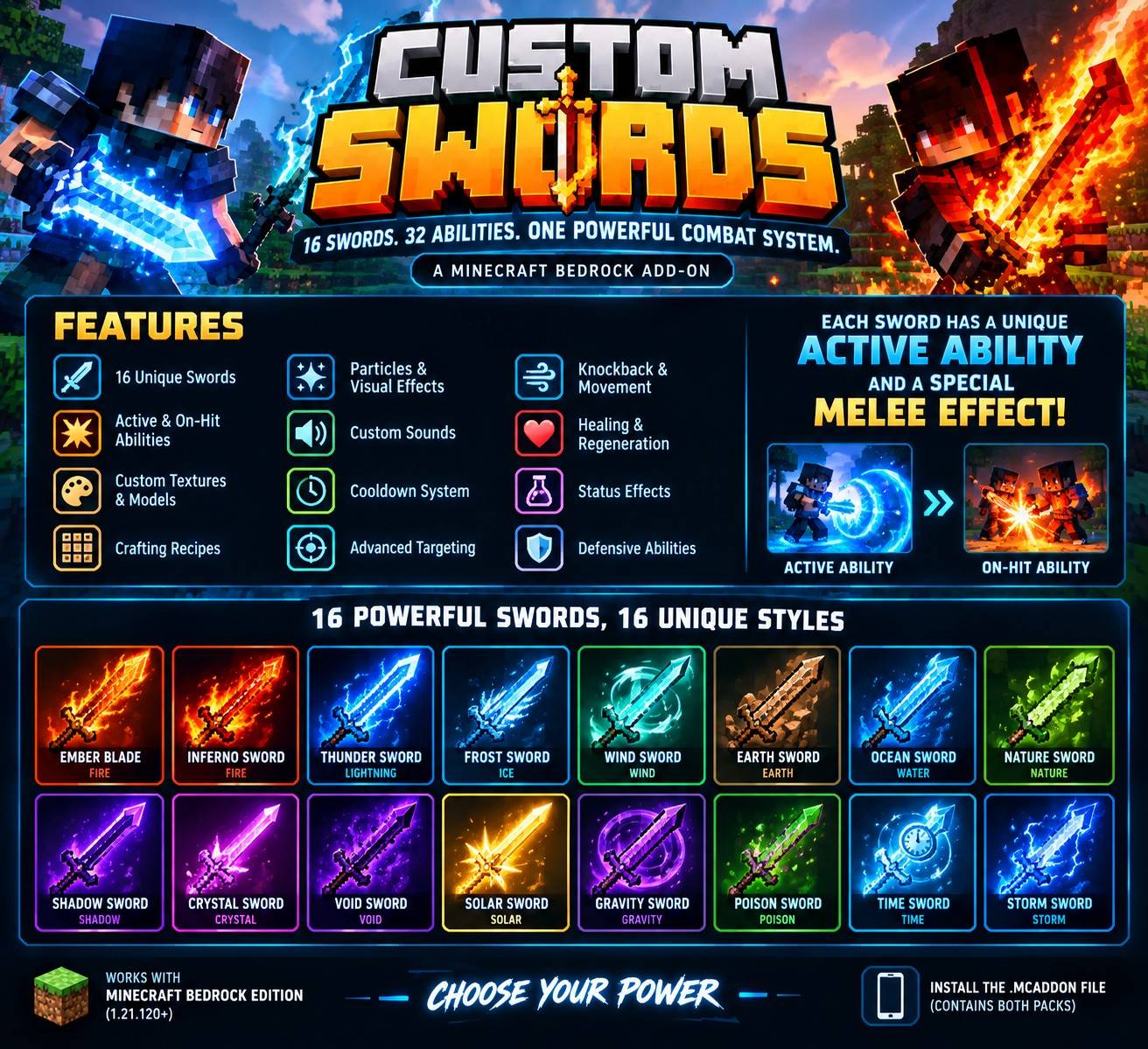Custom Swords addon — Minecraft Bedrock Addon Download
