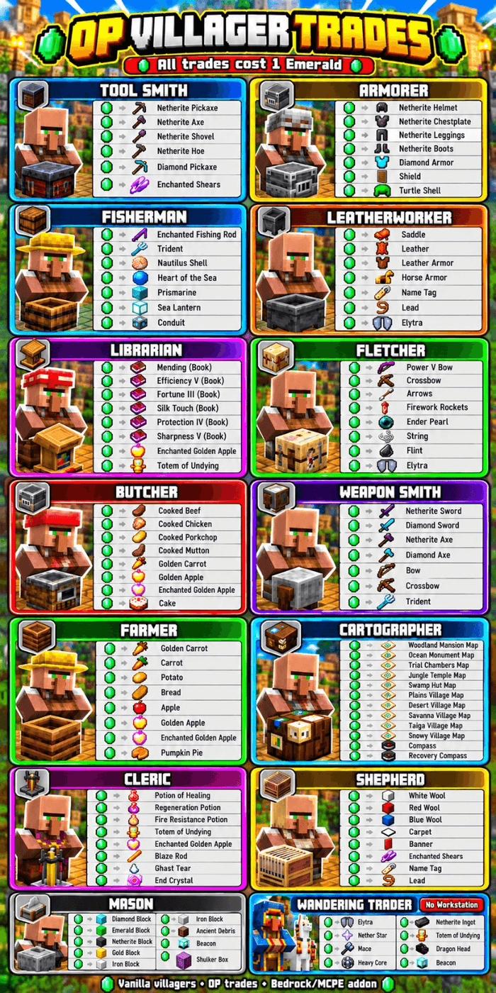 Villagers Ultimate 💚 – Overpowered Villager Trades! 🧑🌾 — screenshot 2