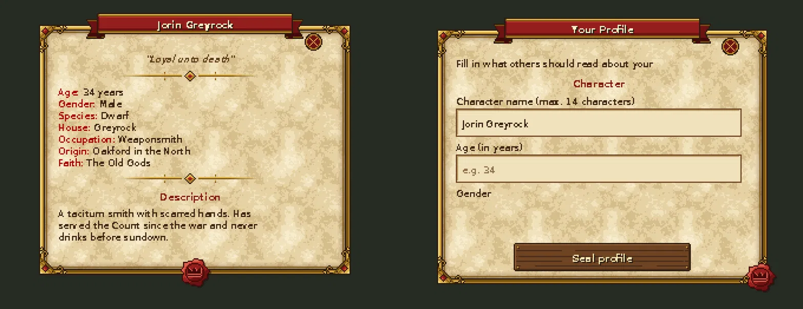 RP Character Scrolls — screenshot 1