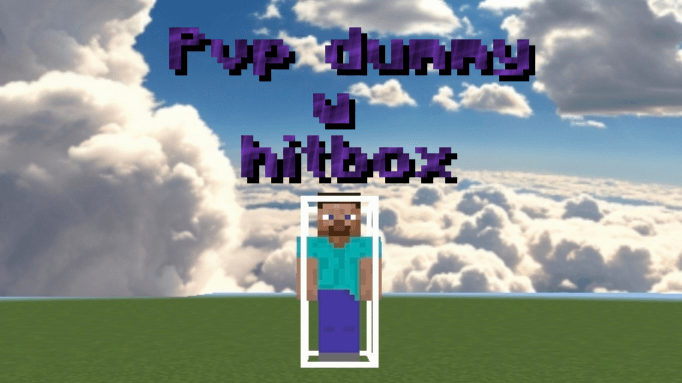 Elytra mace pvp bot/dummy with hitboxes visible — screenshot 1