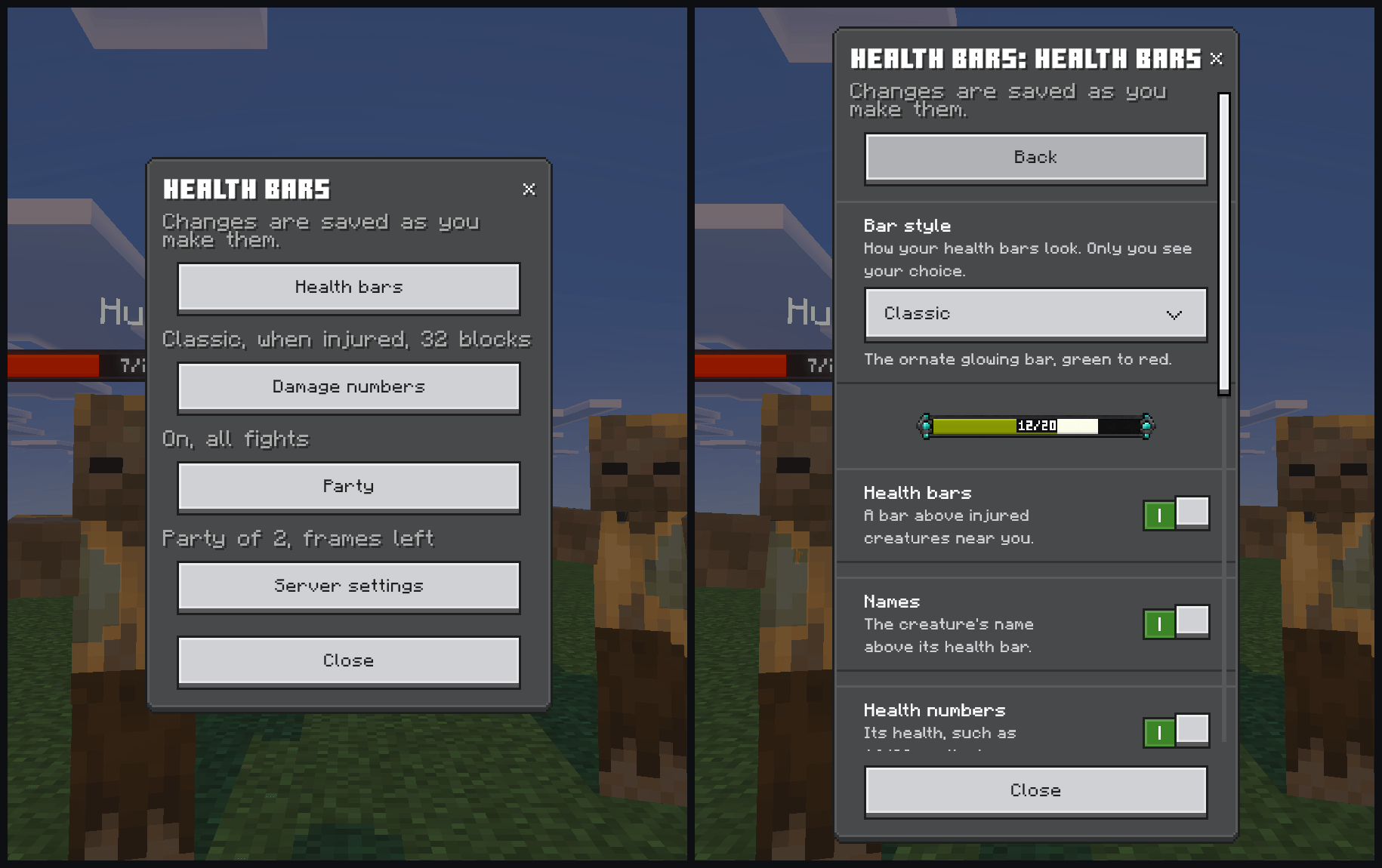 Bedrock Health Bars & Party Frames — screenshot 6