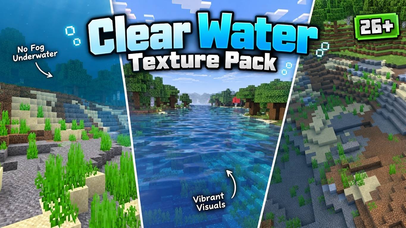 Clear Water Texture Pack | fancy + vibrant visuals modes! — screenshot 1