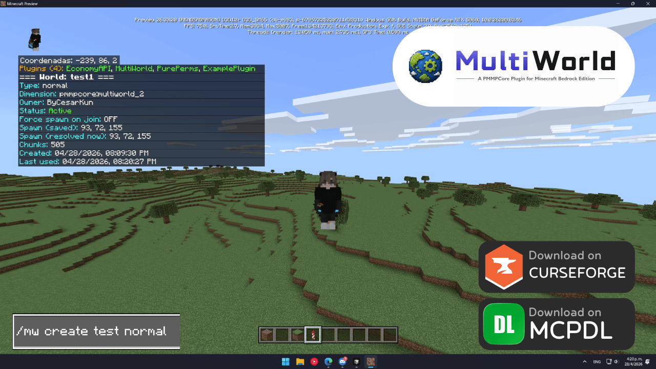 MultiWorld - PMMPCore Plugin — screenshot 1