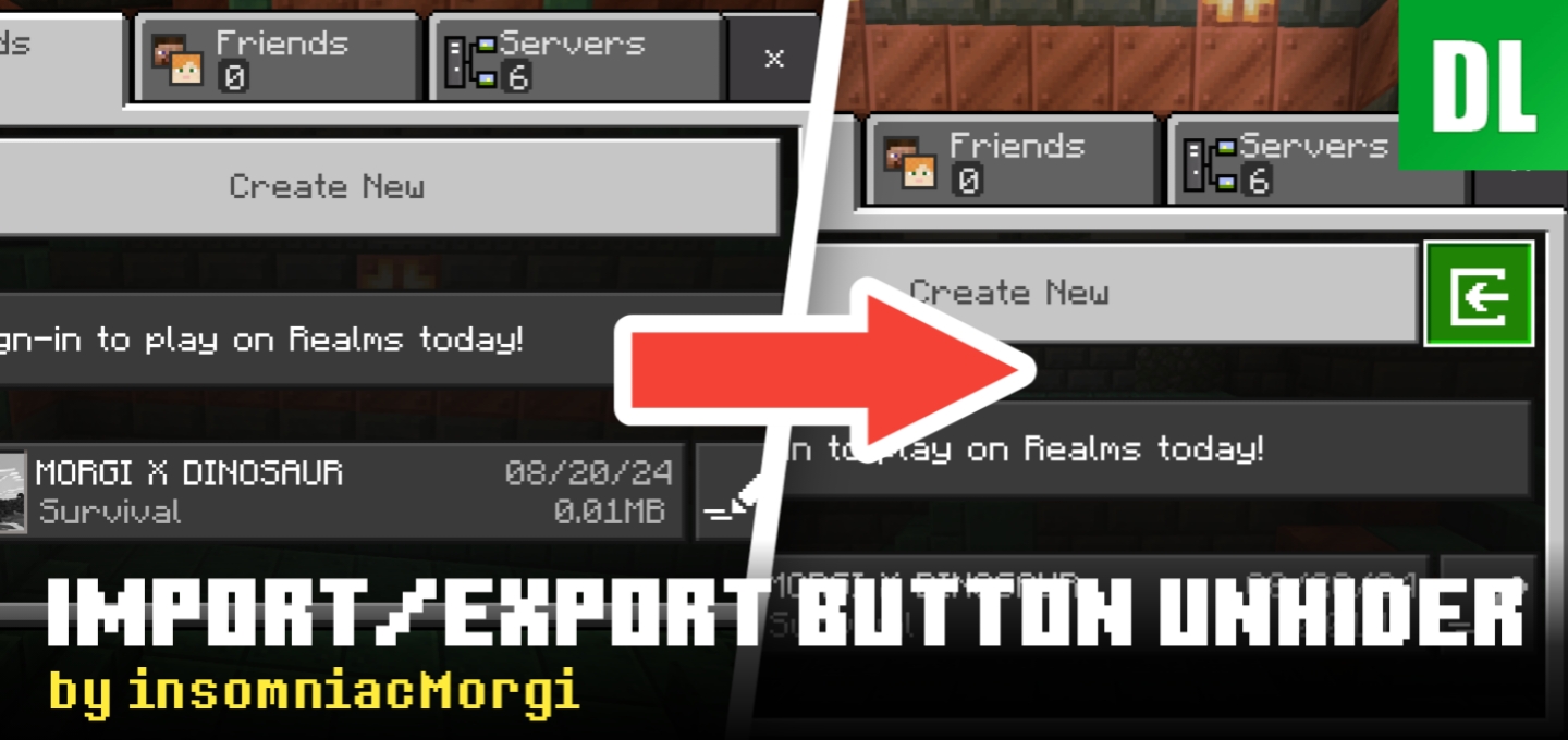 Import/Export Button Unhider v4 for MCPE — screenshot 1