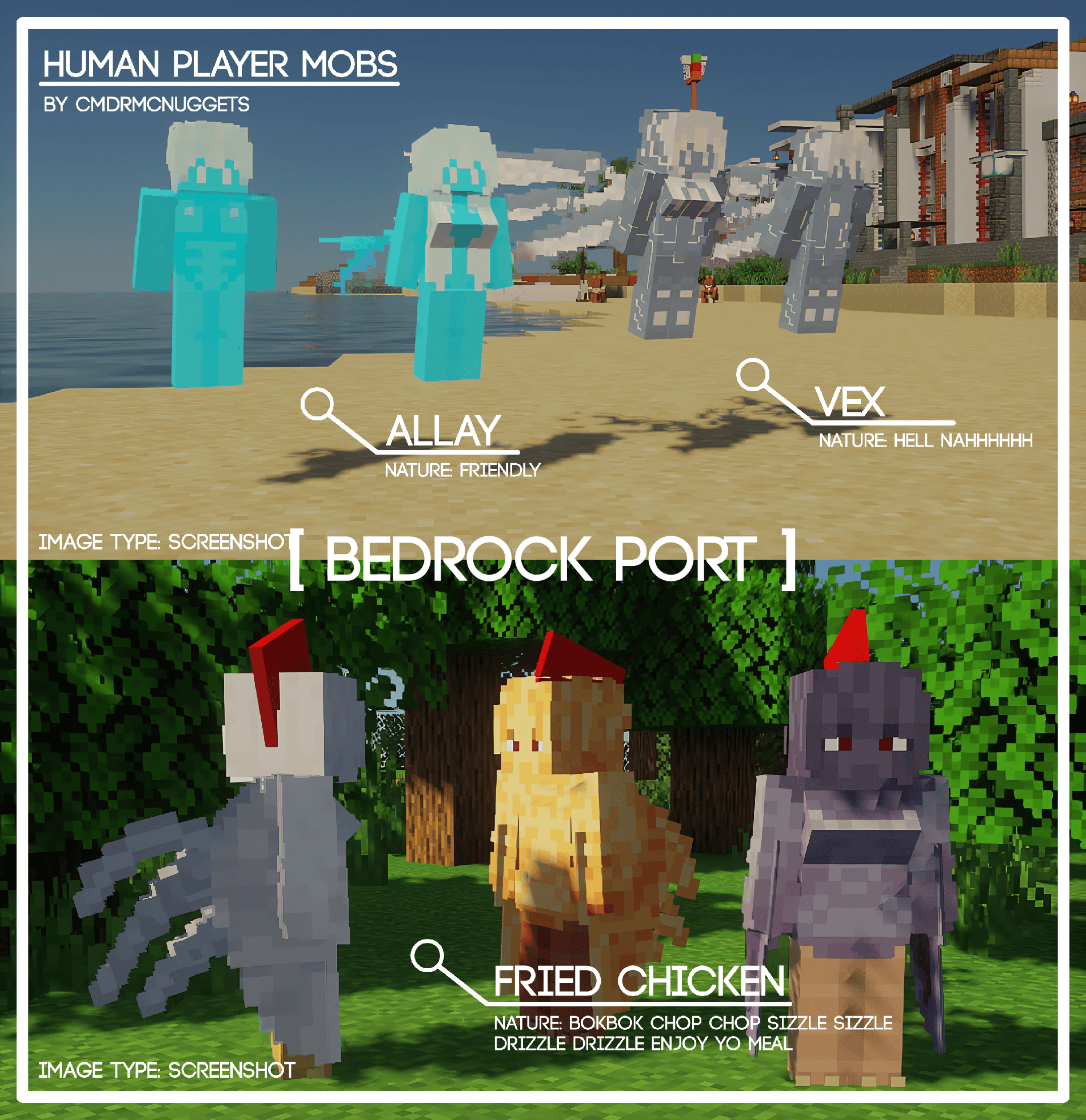 [ Bedrock ] Human Player Mobs X Waifu Husbando Mobs — screenshot 3
