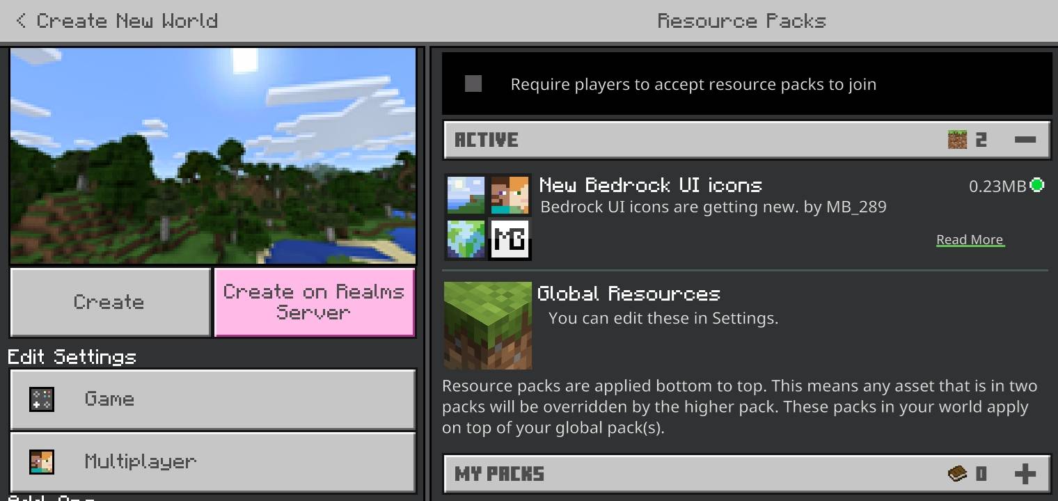New Bedrock UI icons — screenshot 4