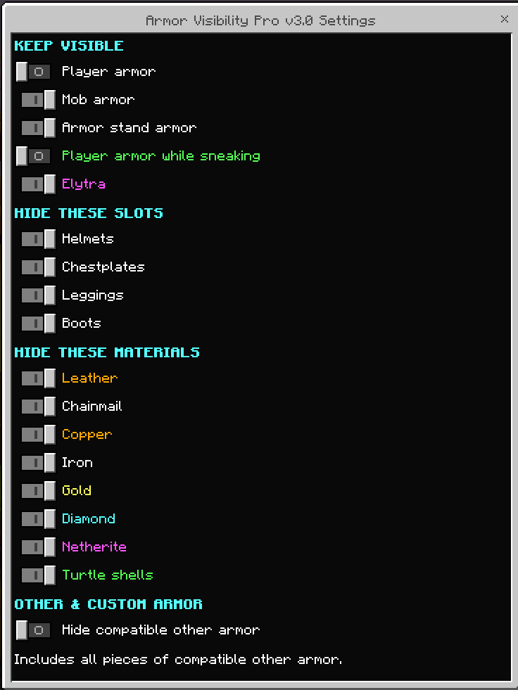 Armor Visibility Pro (Hideable/Invisible) — screenshot 3