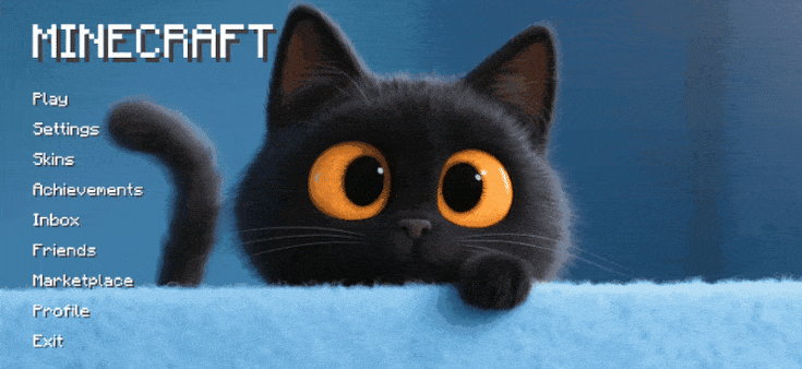 Animated Menu: Adorable Black Kitten With Big Amber Eyes — screenshot 1