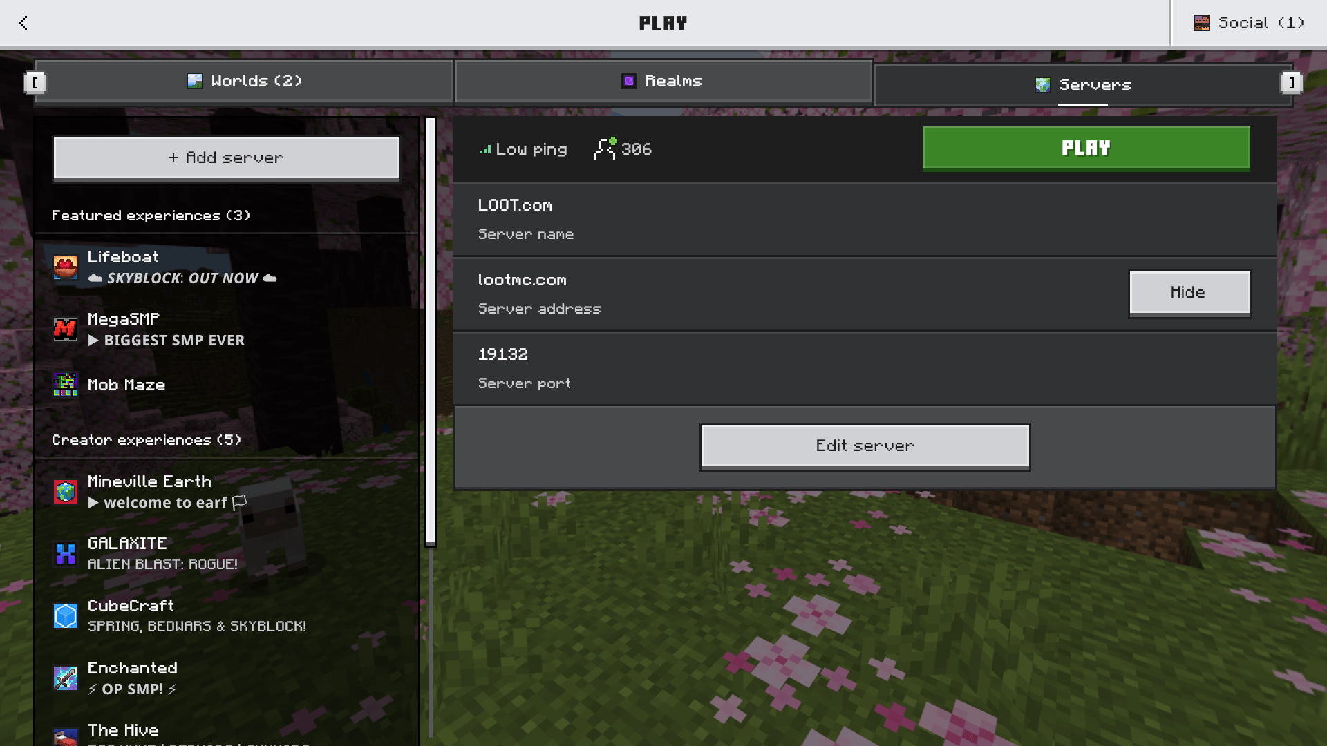 Play Button > Servers — screenshot 1